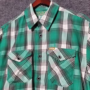 Dixxon Flannel Co Shirt Mens Large Green Plaid The Grafton Street D-Lux Grunge
